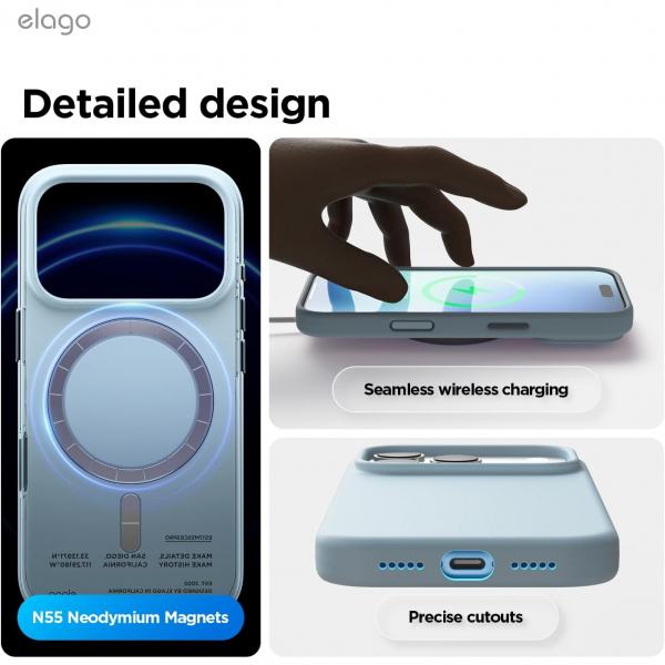 elago Premium iPhone 18 Pro Max Manyetik Silikon K�l�f-Light Blue