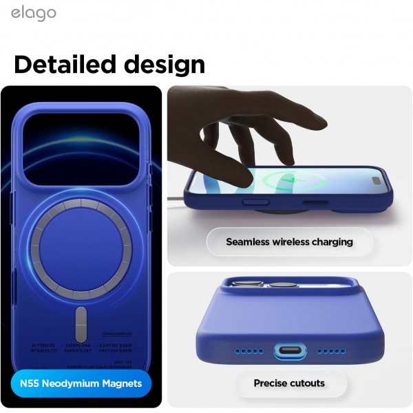 elago Premium iPhone 18 Pro Max Manyetik Silikon K�l�f-Cobalt Blue
