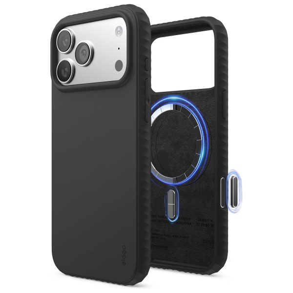 elago iPhone 18 Pro Manyetik Kenarl� Silikon K�l�f-Black
