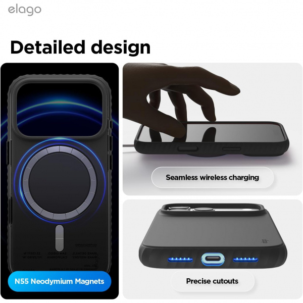 elago iPhone 18 Pro Manyetik Kenarl� Silikon K�l�f-Black