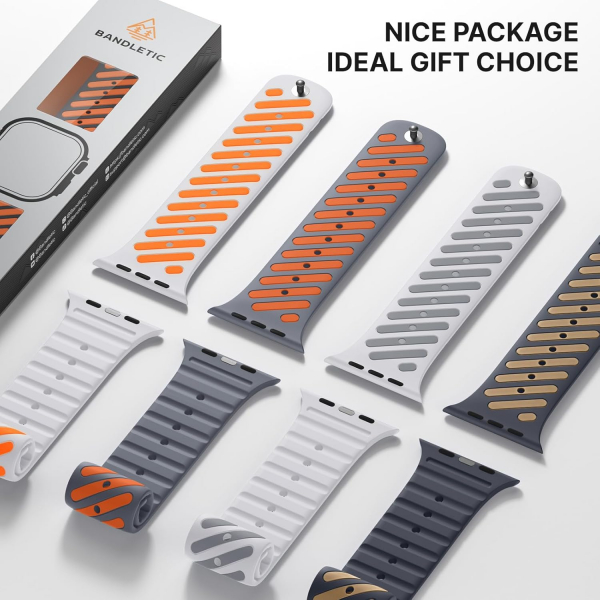 Bandletic Apple Watch Ultra 4 Manyetik Silikon Kay��-Anthracite Gray/Ochre