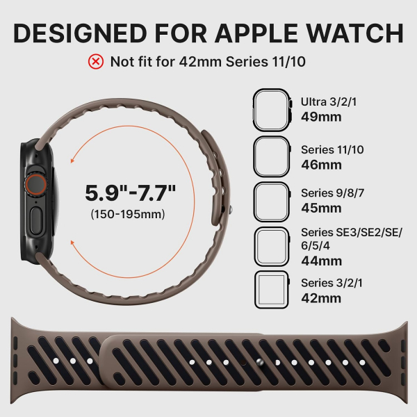 Bandletic Apple Watch Ultra 4 Manyetik Silikon Kay��-Brown/Black