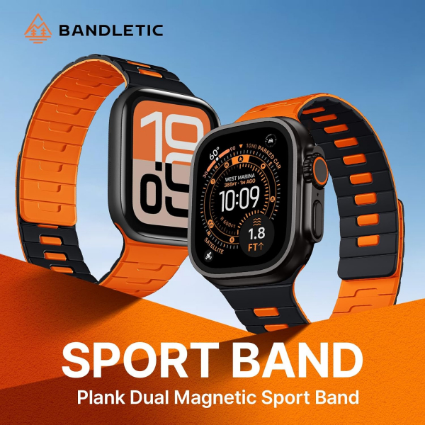 Bandletic Apple Watch Ultra 4 Silikon Kay��-Black/Orange