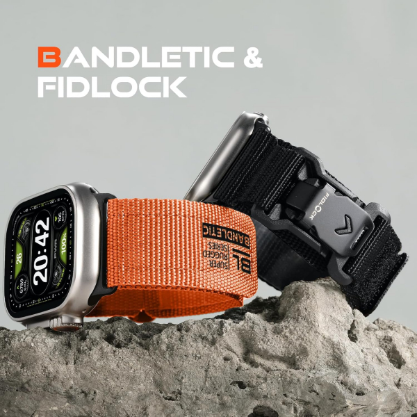 Bandletic Apple Watch Ultra 4 Manyetik Naylon Kay�� (M)-Orange