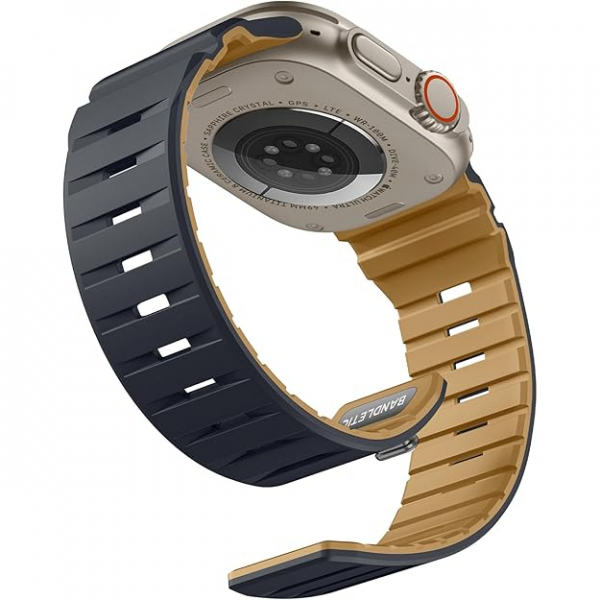 Bandletic Apple Watch Series 12 Silikon Kay��-Anthracite/EarthyYellow