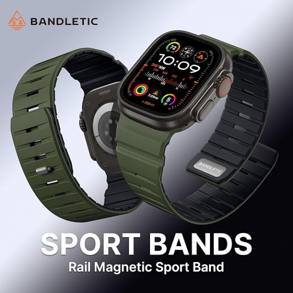 Bandletic Apple Watch Series 12 Silikon Kay��-Light Army Green/Black