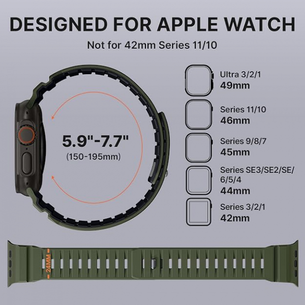Bandletic Apple Watch Ultra 4 Silikon Kay��-Light Army Green/Black