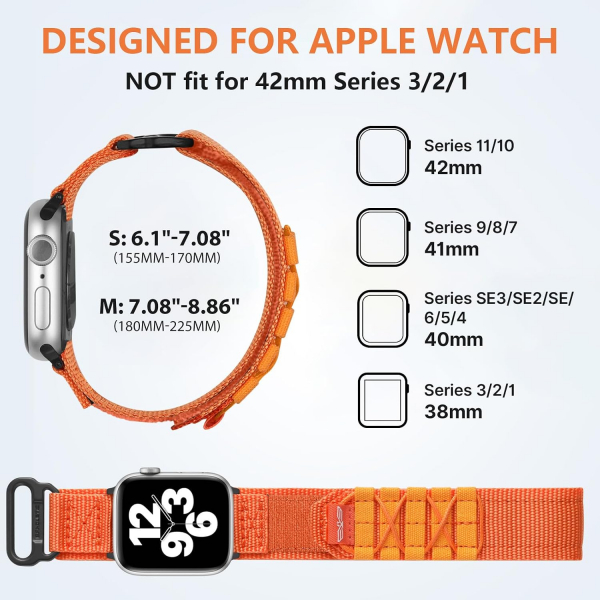 Bandletic Apple Watch Series 12 Naylon Kay�� (M)-Orange