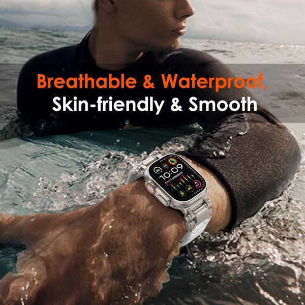 WINGLE Apple Watch Ultra 4 Silikon Kay��-Titanium
