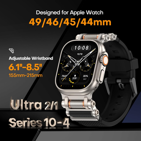 TAURI Apple Watch Ultra 4 Silikon Kay�� -Black