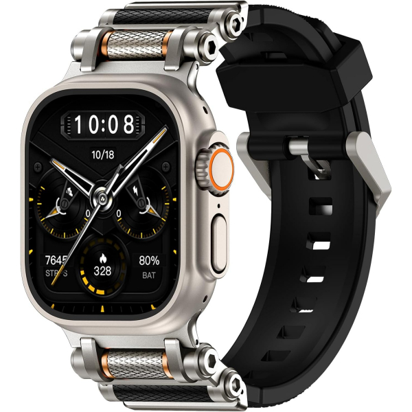 TAURI Apple Watch Ultra 4 Silikon Kay�� -Black