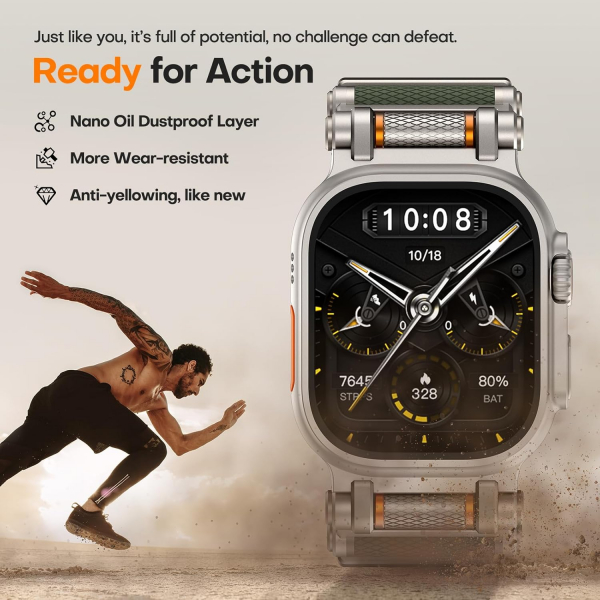TAURI Apple Watch Ultra 4 Silikon Kay�� -Army Green
