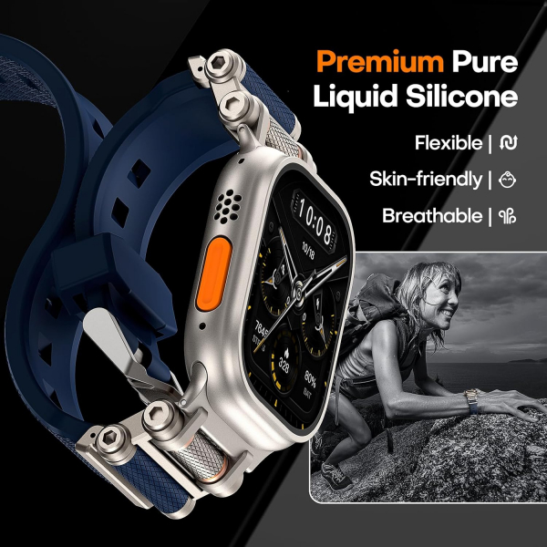 TAURI Apple Watch Ultra 4 Silikon Kay�� -Navy Blue