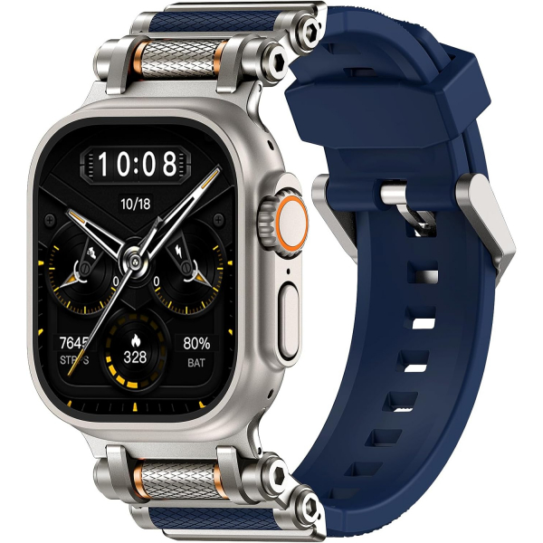 TAURI Apple Watch Ultra 4 Silikon Kay�� -Navy Blue