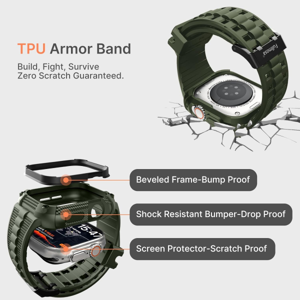 Fullmosa Apple Watch Ultra 4 Silikon Kay�� -Army Green