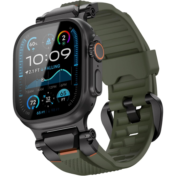 ULTIMAL Apple Watch Ultra 4 Silikon Kay�� -Black Green