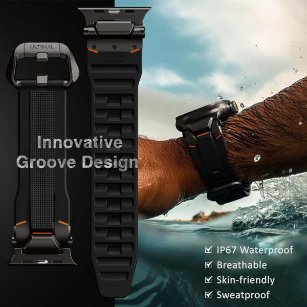 ULTIMAL Apple Watch Ultra 4 Silikon Kay�� -Black Black