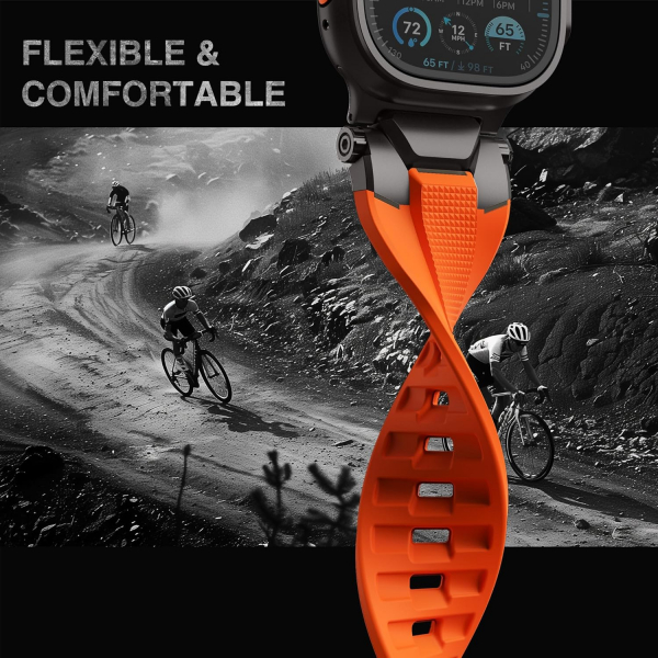 ULTIMAL Apple Watch Ultra 4 Silikon Kay�� -Black Orange