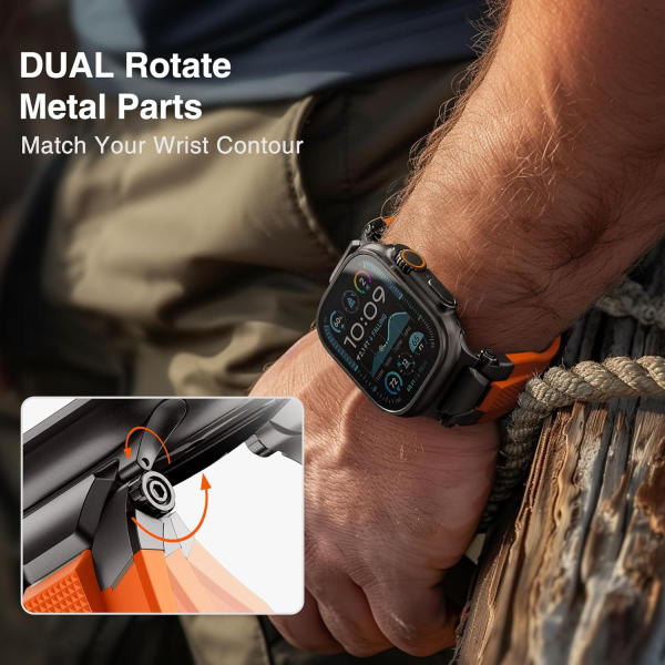 ULTIMAL Apple Watch Ultra 4 Silikon Kay�� -Black Orange