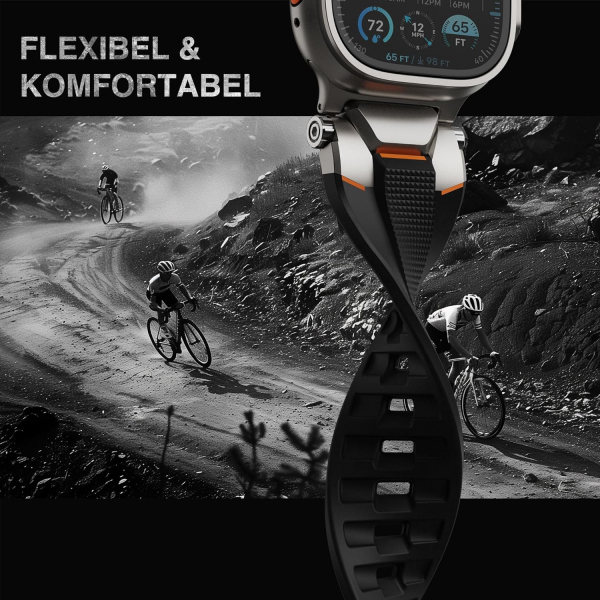 ULTIMAL Apple Watch Ultra 4 Silikon Kay�� -Black Titanium