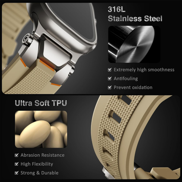 ULTIMAL Apple Watch Ultra 4 Silikon Kay�� -Titanium Beige
