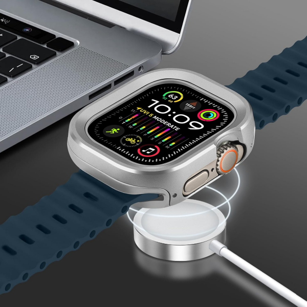Amizee Apple Watch Ultra 4 Bumper K�l�f-Silver