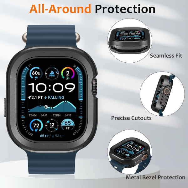 Amizee Apple Watch Ultra 4 Bumper K�l�f-Black
