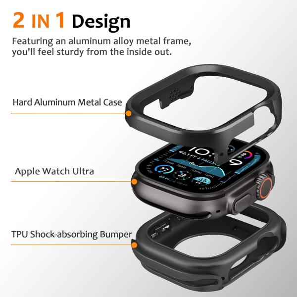 Amizee Apple Watch Ultra 4 Bumper K�l�f-Black