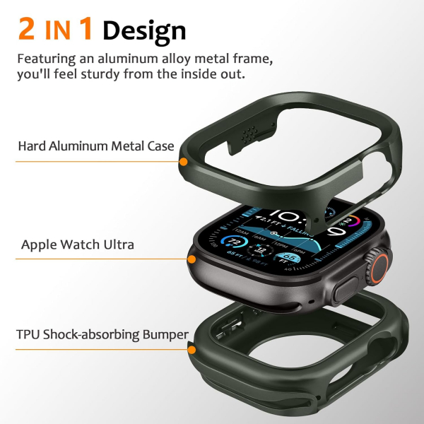 Amizee Apple Watch Ultra 4 Bumper K�l�f-Army Green