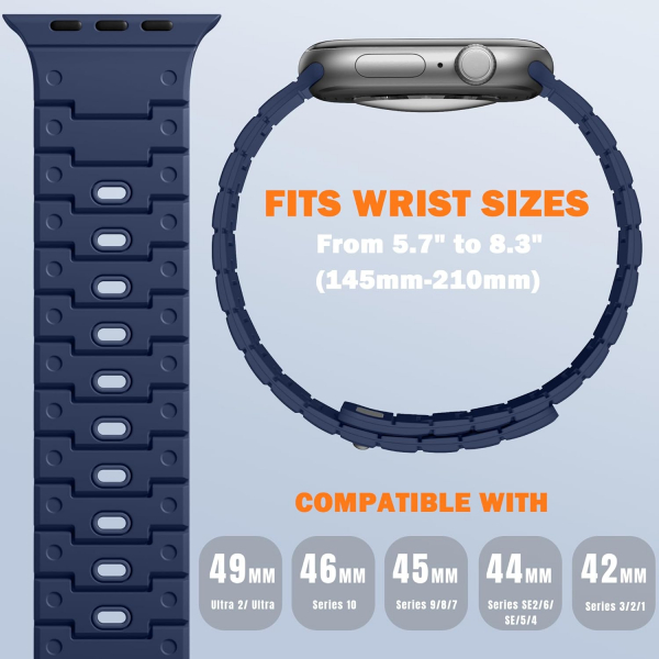 Bandletic Apple Watch 12 Silikon Kay��-Navyblue