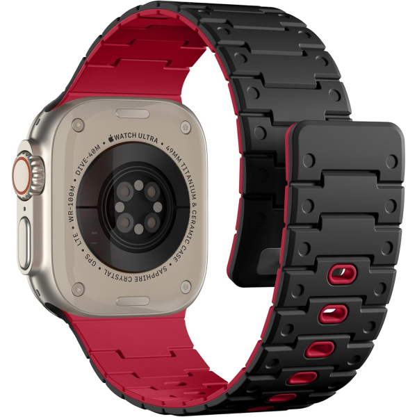 Bandletic Apple Watch 12 Silikon Kay��-Black Red