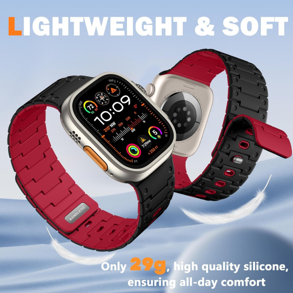 Bandletic Apple Watch 12 Silikon Kay��-Black Red
