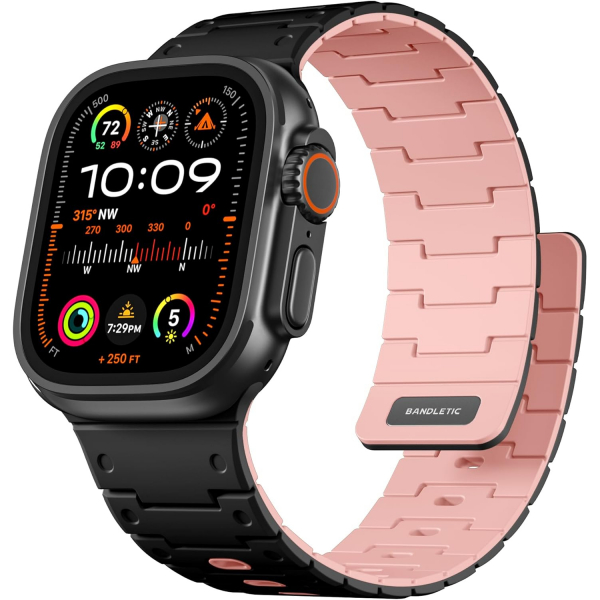 Bandletic Apple Watch 12 Silikon Kay��-Black Pink