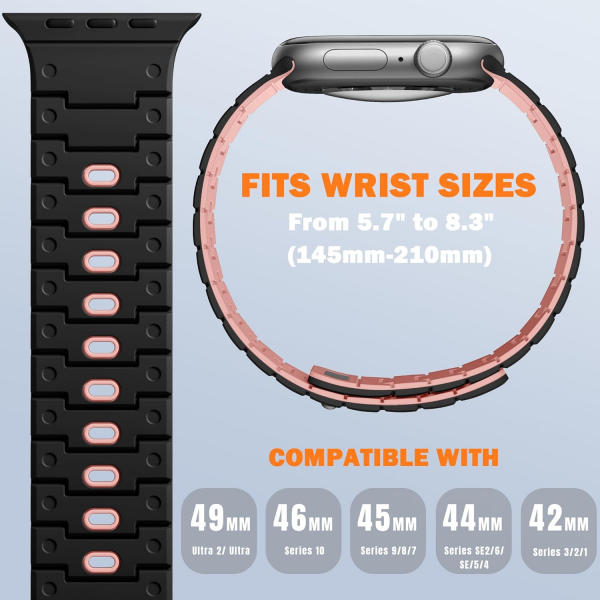 Bandletic Apple Watch 12 Silikon Kay��-Black Pink