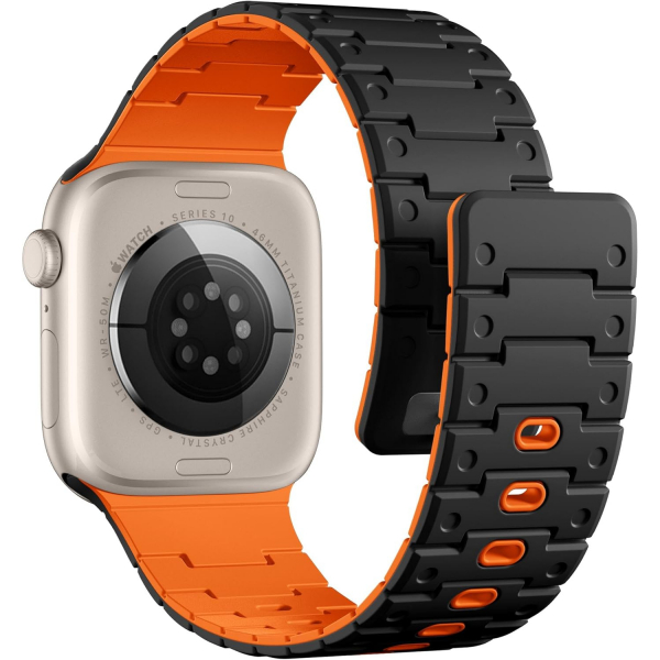 Bandletic Apple Watch 12 Silikon Kay��-Black Orange