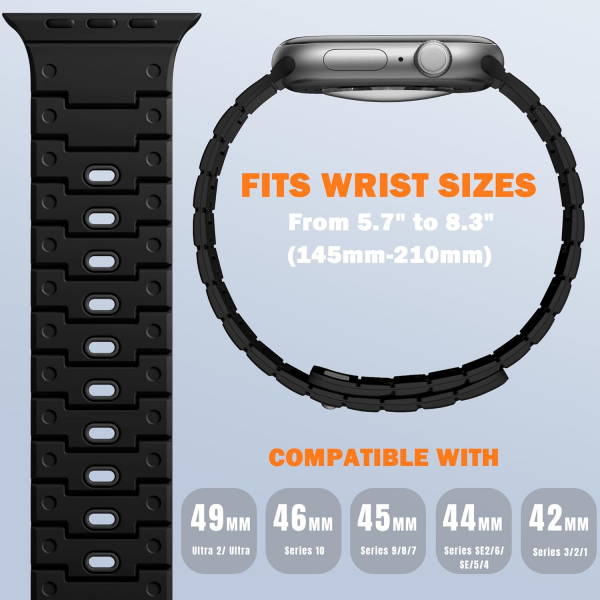 Bandletic Apple Watch 12 Silikon Kay��-Black