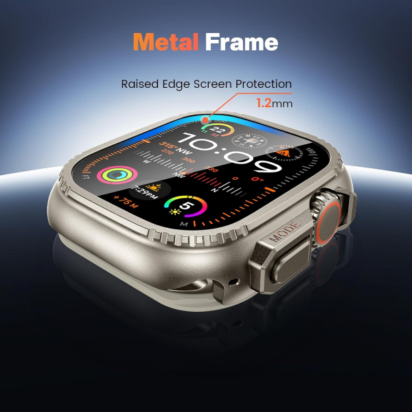 Goton Apple Watch Ultra 4 Bumper K�l�f -Natural Titanium 