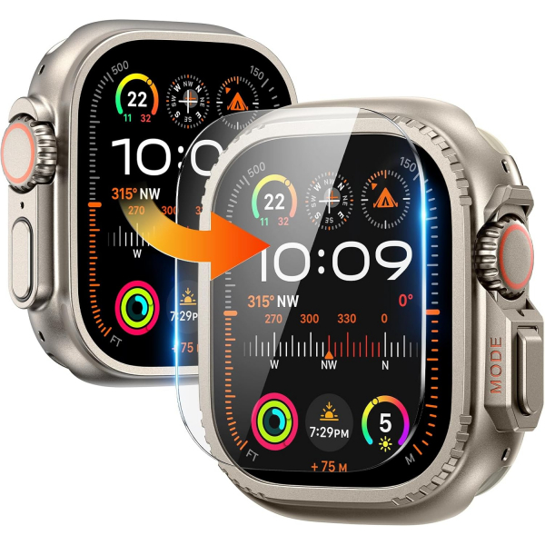 Goton Apple Watch Ultra 4 Bumper K�l�f -Natural Titanium 