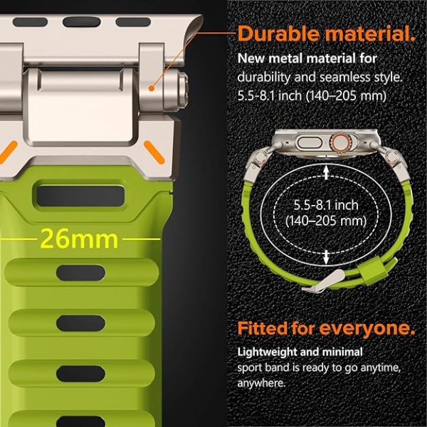 KADES Apple Watch Ultra 4 Sportif Kay�� -Yellow Green Titanium 