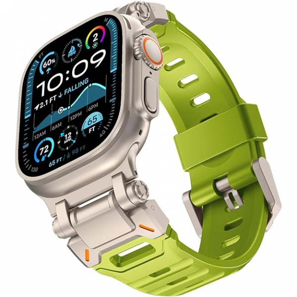 KADES Apple Watch Ultra 4 Sportif Kay�� -Yellow Green Titanium 