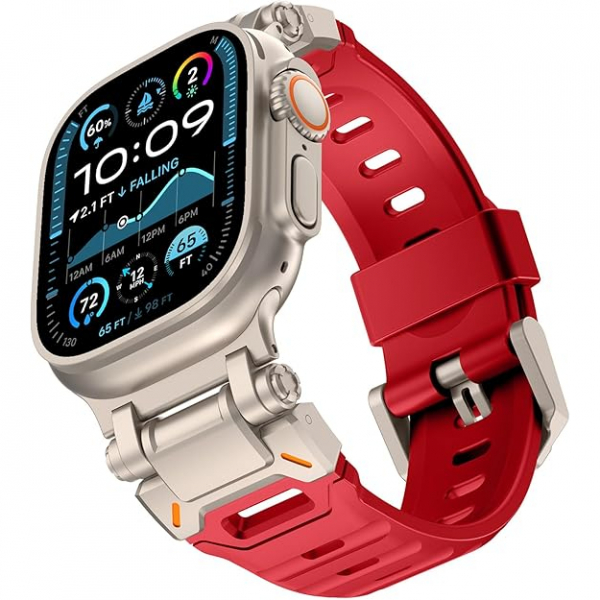 KADES Apple Watch Ultra 4 Sportif Kay�� -Red Titanium 