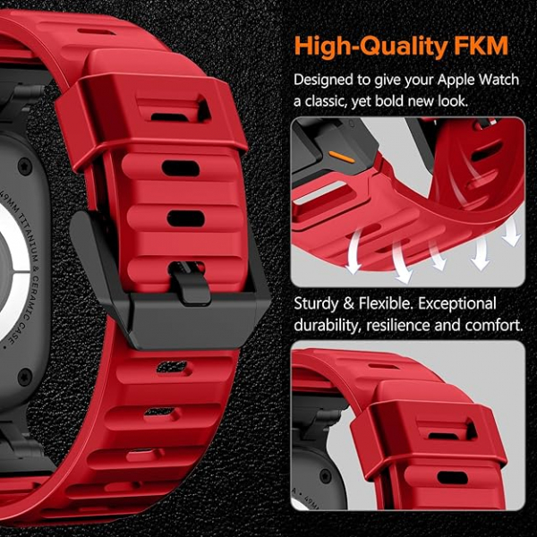 KADES Apple Watch Ultra 4 Sportif Kay�� -Red Black 