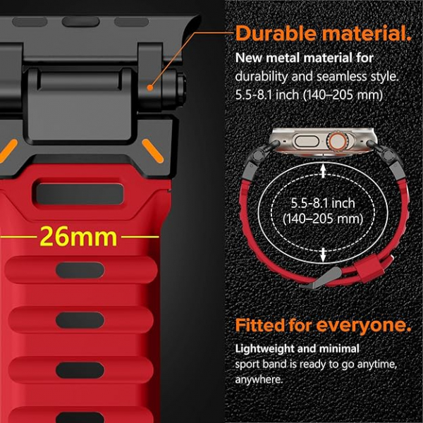 KADES Apple Watch Ultra 4 Sportif Kay�� -Red Black 