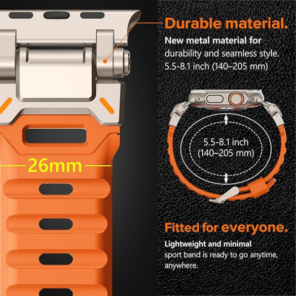 KADES Apple Watch Ultra 4 Sportif Kay�� -Orange Titanium 