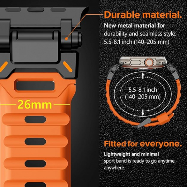 KADES Apple Watch Ultra 4 Sportif Kay�� -Orange Black 