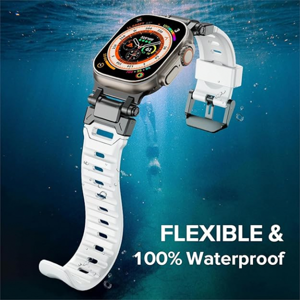 KADES Apple Watch Ultra 4 Sportif Kay�� -Glow White Black 