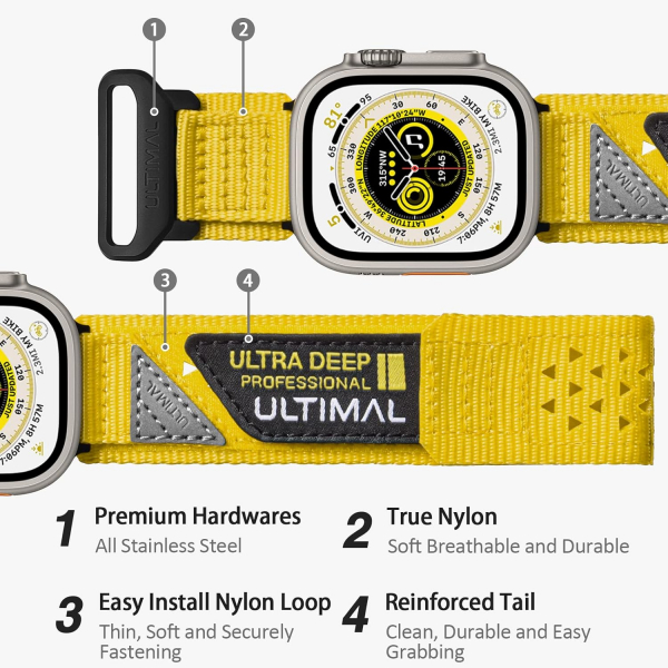 ULTIMAL Apple Watch Ultra 4 Naylon Kay�� -Yellow