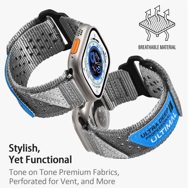 ULTIMAL Apple Watch Ultra 4 Naylon Kay�� -Grey