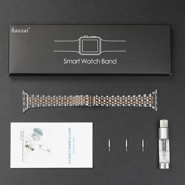baozai Apple Watch Ultra 4 �elik Kay�� -Silver Rose Gold