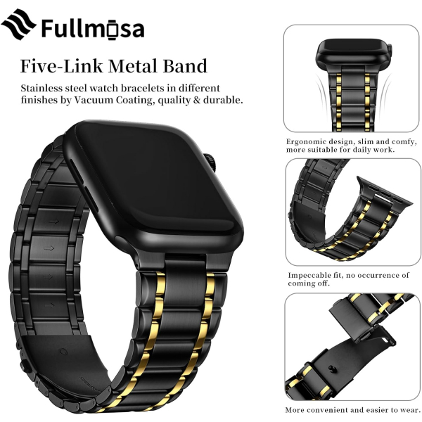 Fullmosa Apple Watch Ultra 4 �elik Kay��-Black And Gold
